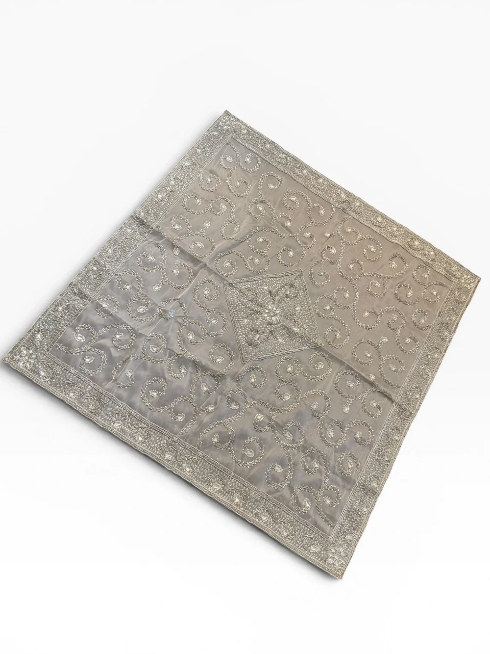 Nakashi White Embroidered Sheer Table Top